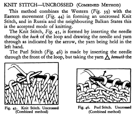 Mary Thomas' illustration of combined knitting.