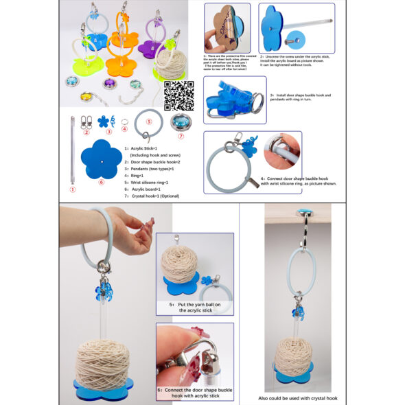 Flower Power Yarn Holder – Wrist + Clip Combo - Image 2