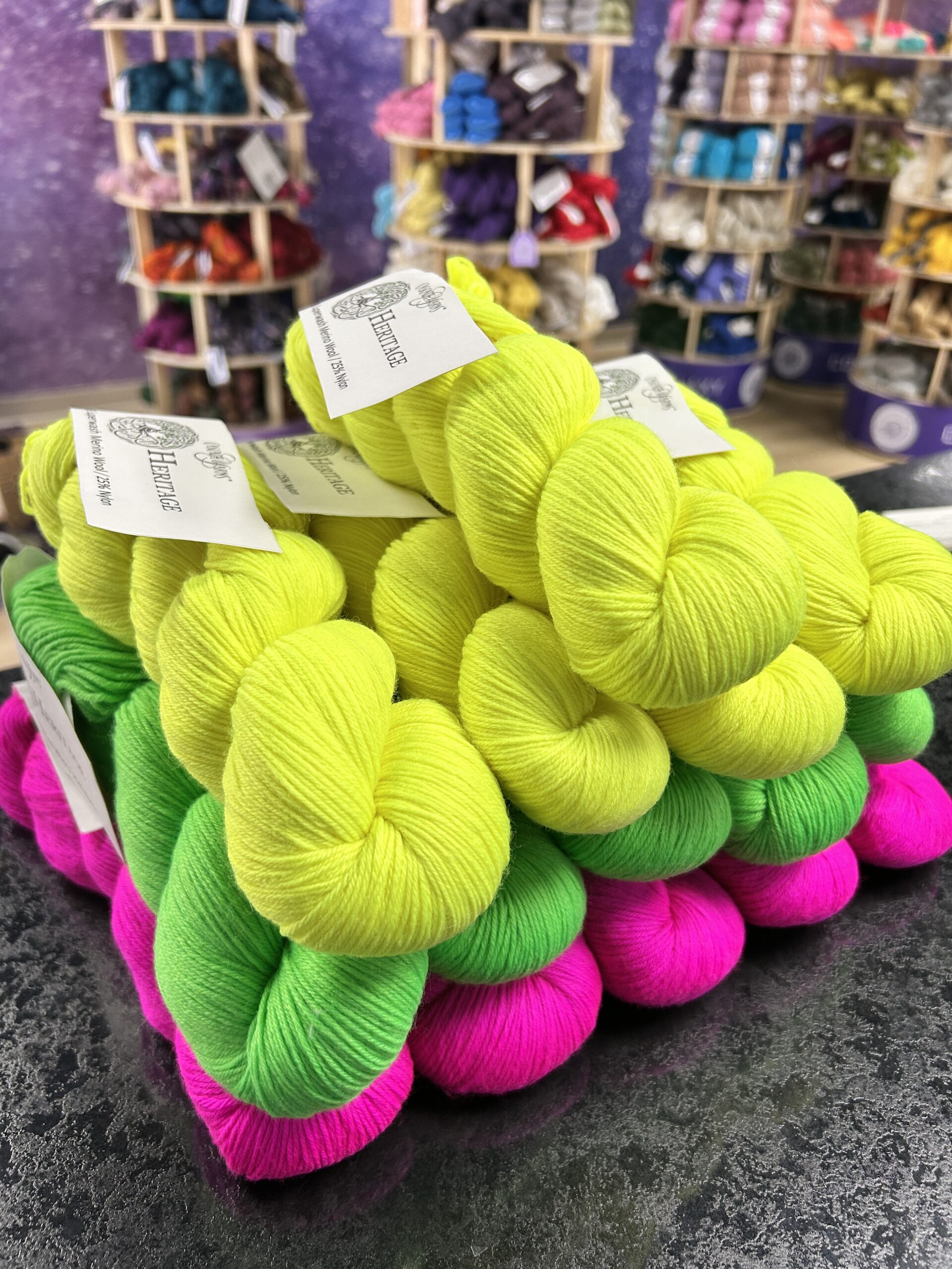 Cascade Yarns Heritage Fingering Yarn in Highlighter Colors