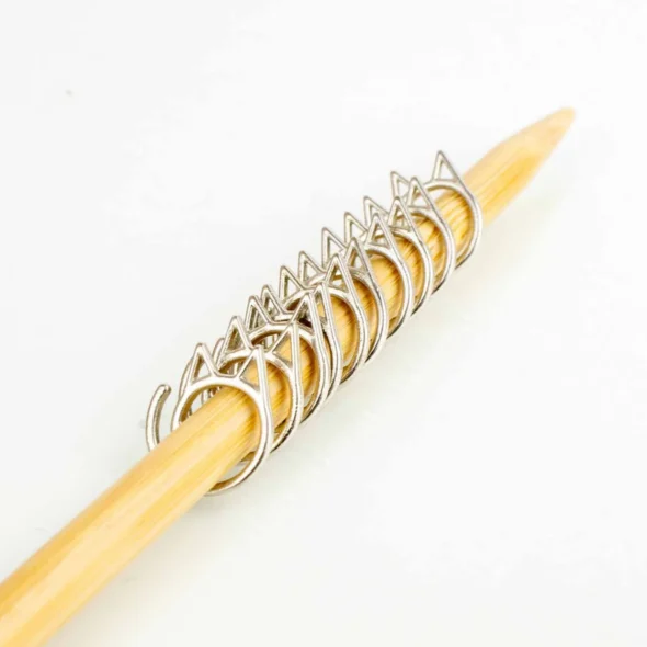 Cat Clips - Simple Removable Stitch Markers - Silver (M) - Image 2