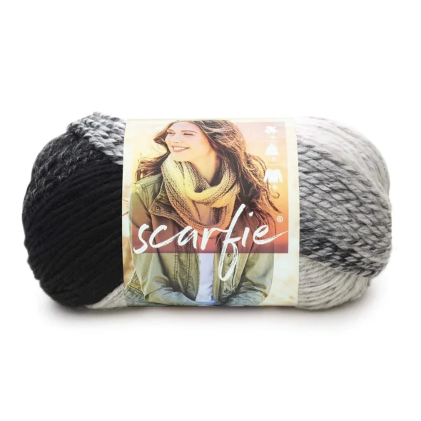 Lion Brand Scarfie - Cream/Black