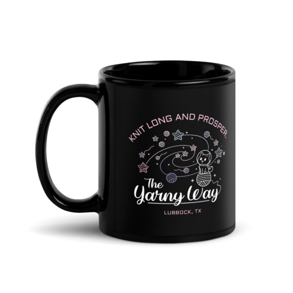 Knit Long and Prosper – Black Coffee Mug for Knitters - Image 2